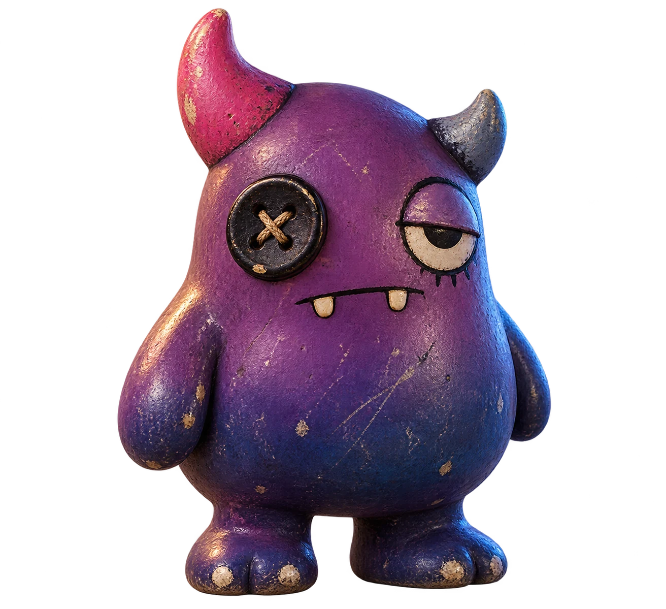 A violet one-button-eye blob toy