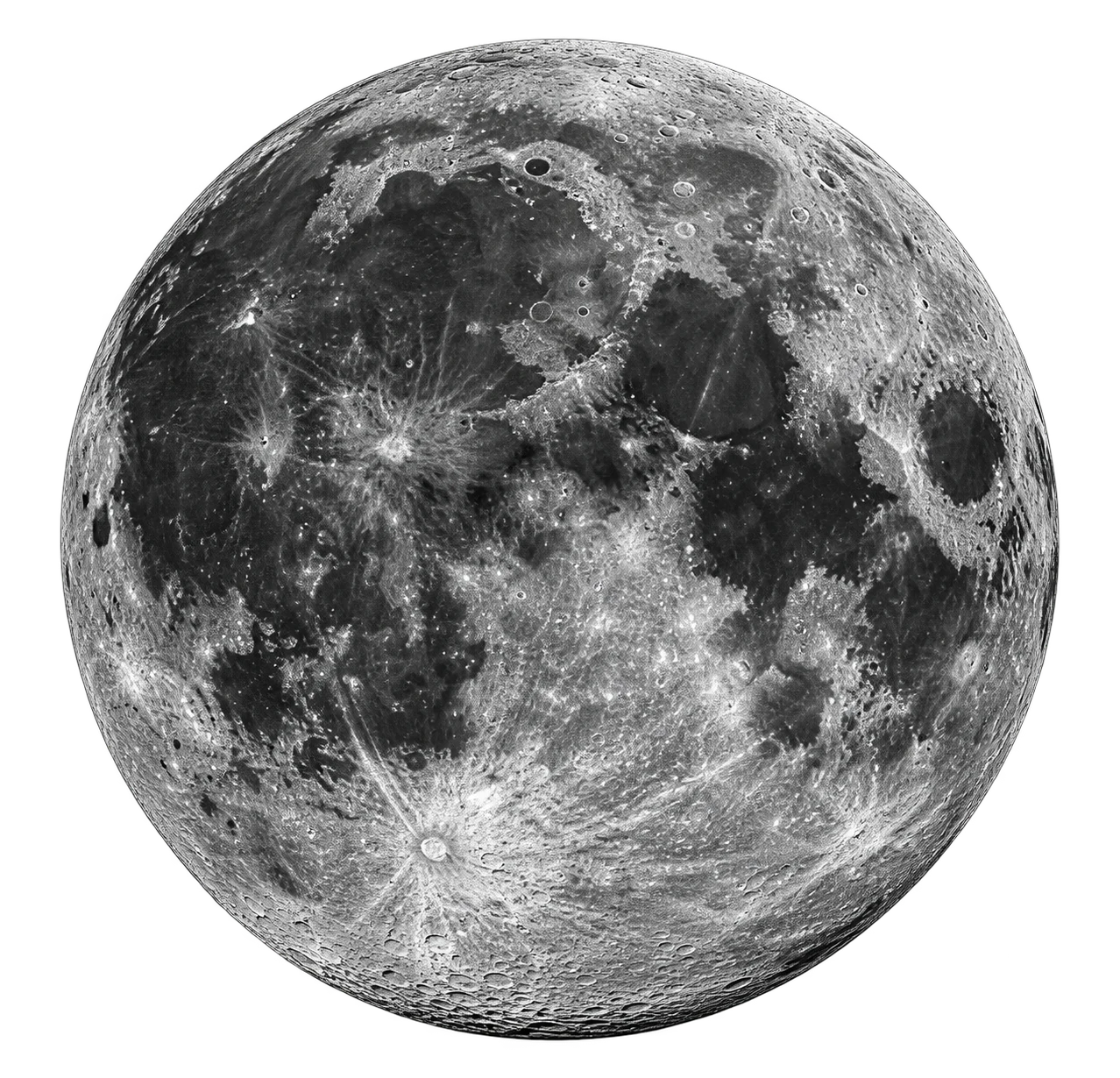 A cratered monochrome moon above the window