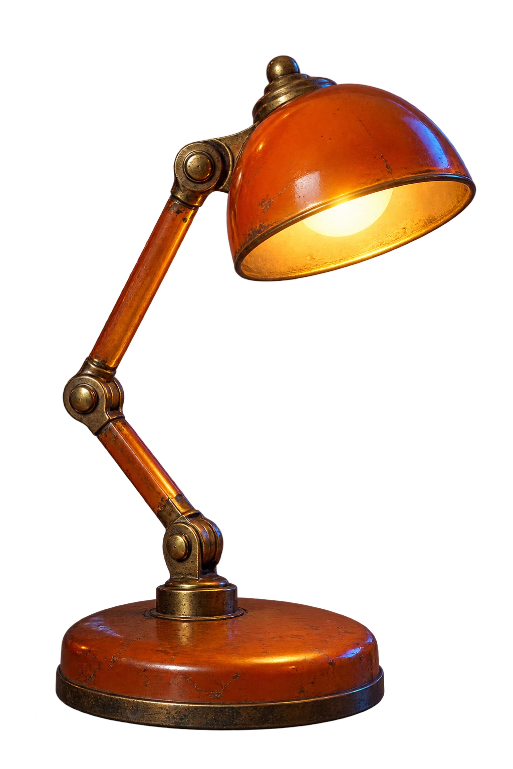 A glowing cordless amber desk lamp